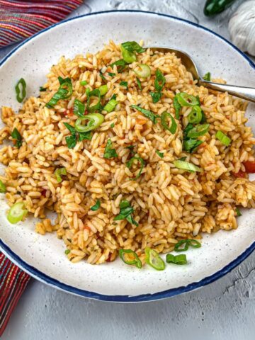 Mexican Rice on a plate.