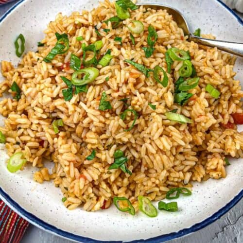 Mexican Rice on a plate.