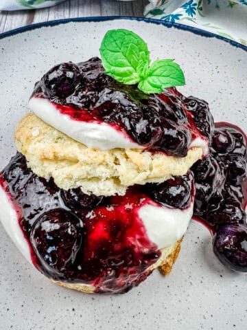 Blueberry Shortcake on a plate.