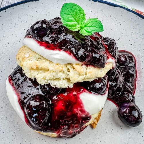 Blueberry Shortcake on a plate.