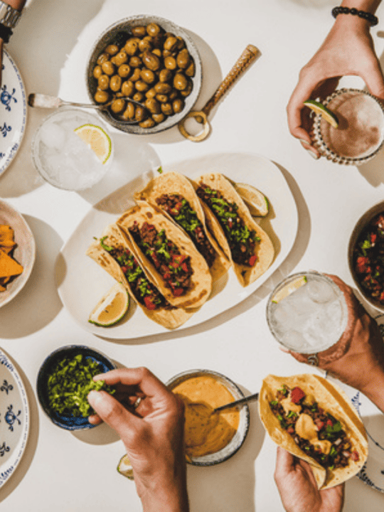 Family having taco night.