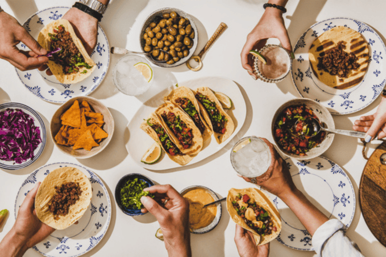 Family having taco night.