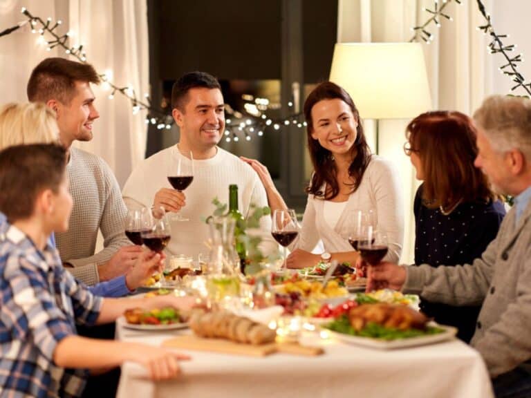 Family on a dining table.