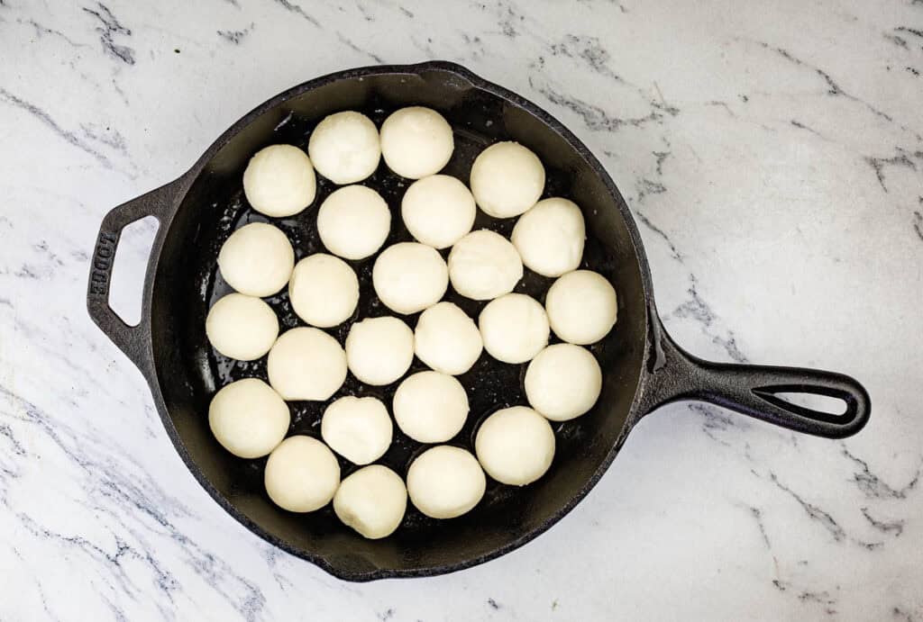 Use a melon baller to cut round balls of potato from your potato.