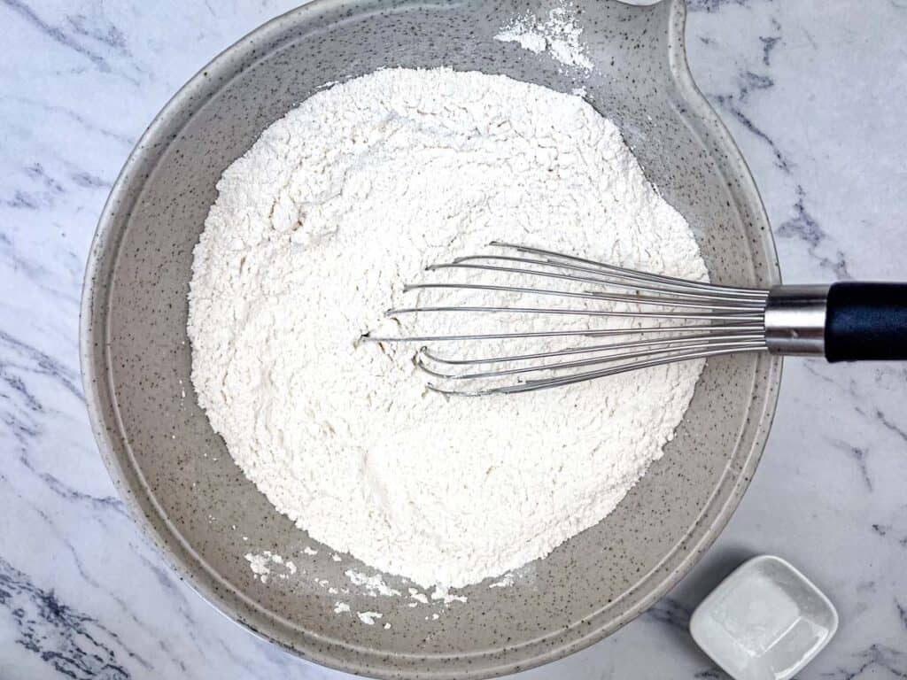 Whisk together the flour, salt, and baking soda in a medium bowl.