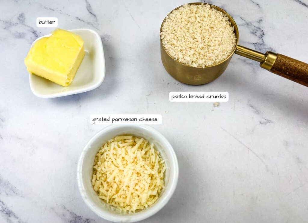 Crab Stuffed Mushrooms topping ingredients with labels.