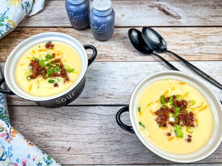 A closeup of Jason's Deli Irish Potato Soup.`