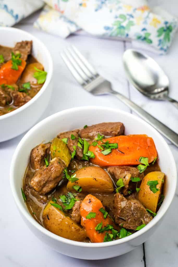 A comforting bowl of beef stew.