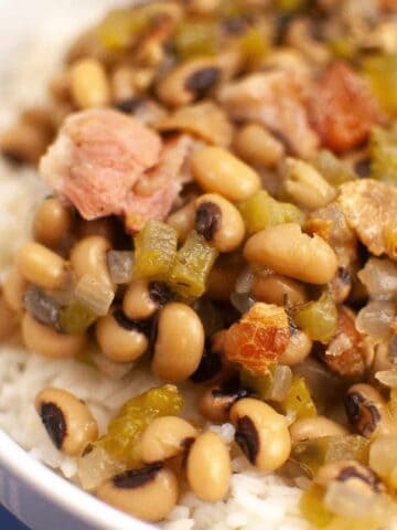 A close-up of a bowl filled with Classic Hoppin&rsquo; John.